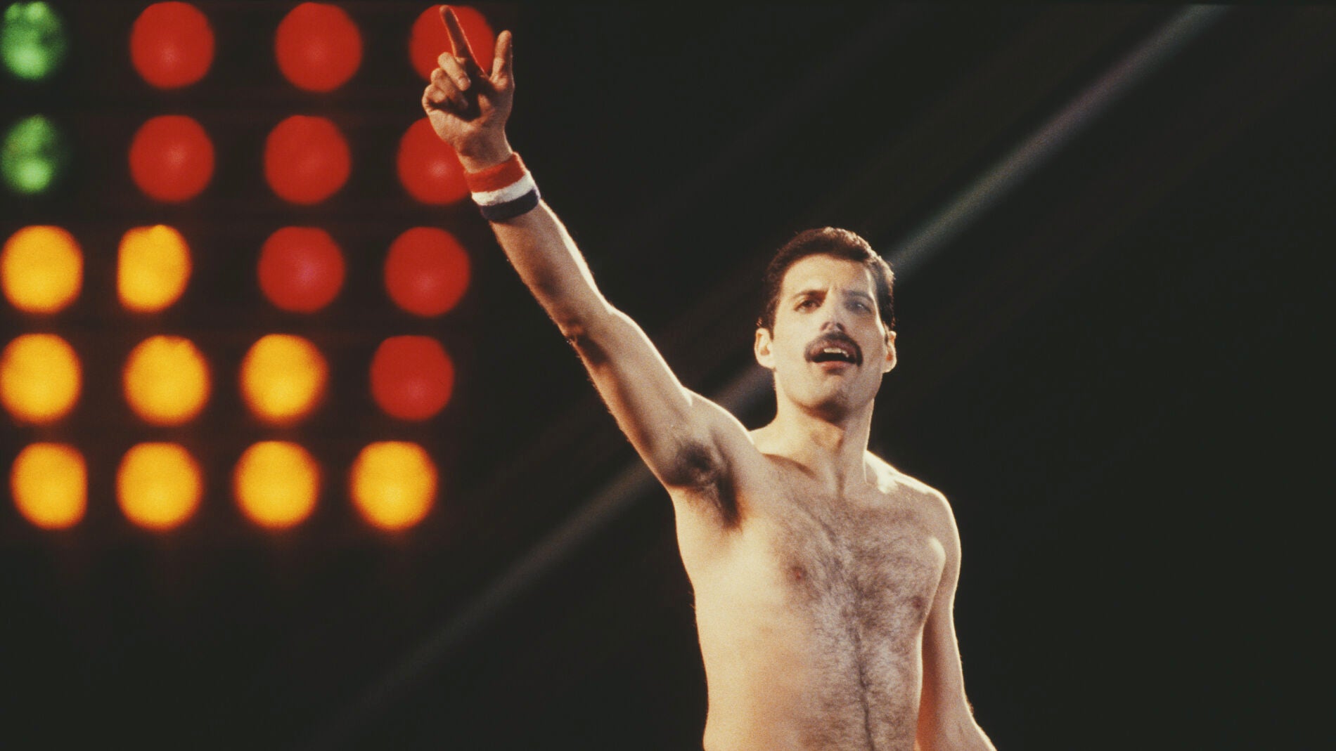 Freddie Mercury en un concierto de Queen en Leeds en 1982.